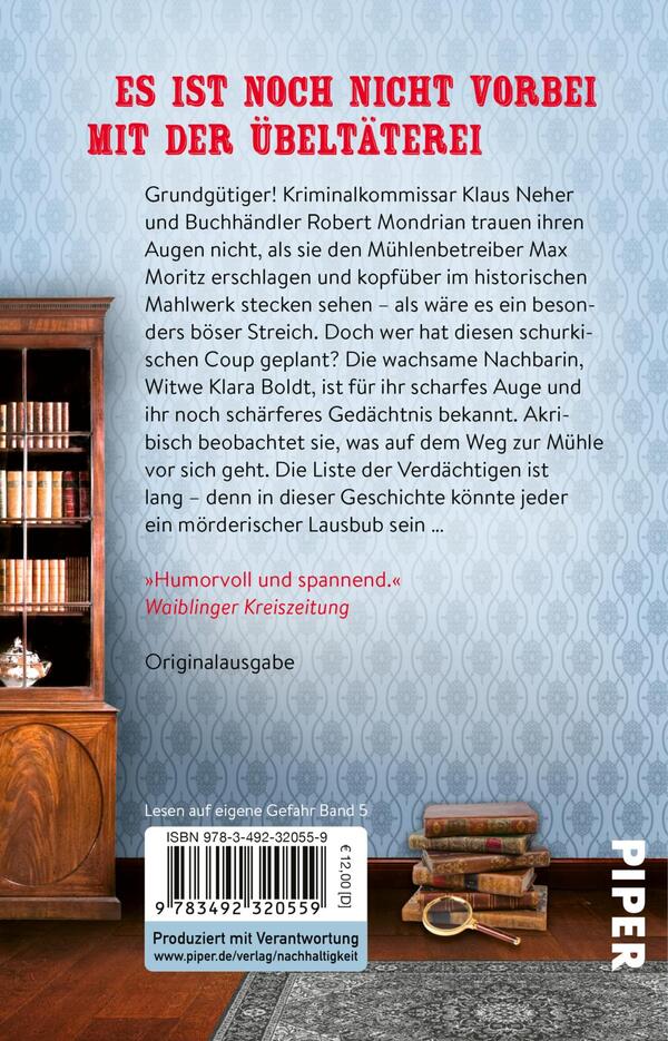 Rückansicht des Buches „Herr Max Moritz mahlt nicht mehr“ 
