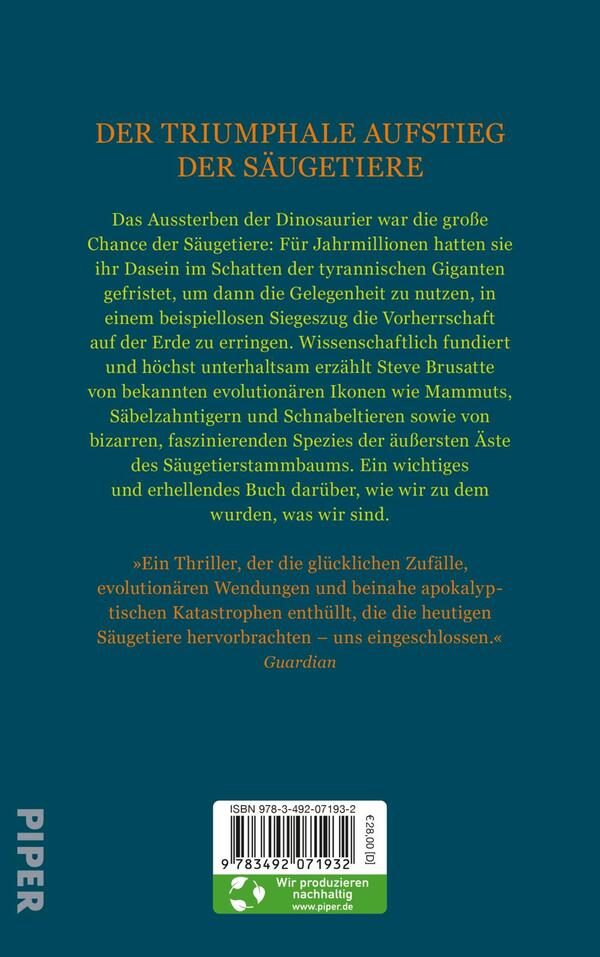Rückansicht des Buches „Eine neue Geschichte der Säugetiere“