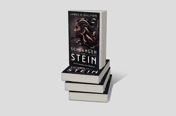 Bücherstapel des Buches „Schlangen und Stein“