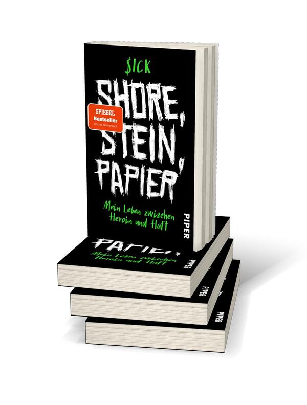 Bücherstapel des Buches „Shore, Stein, Papier“