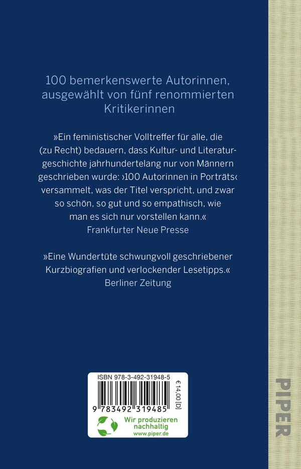 Rückansicht des Buches „100 Autorinnen in Porträts“