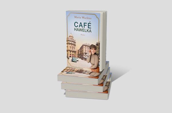 Bücherstapel des Buches „Café Hawelka“
