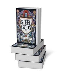 Bücherstapel des Buches „Steel Gods“