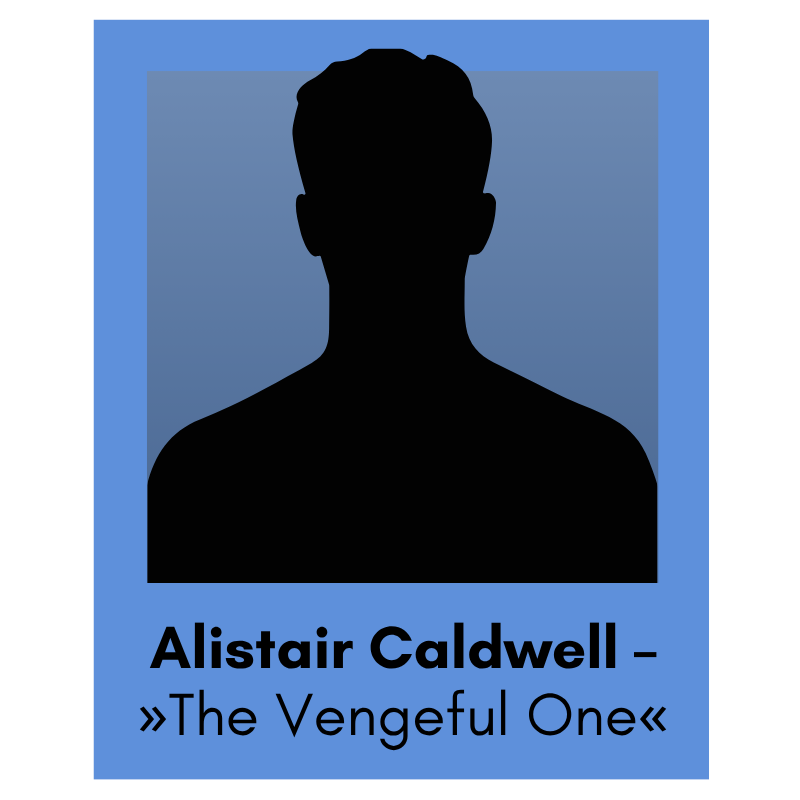 Portrait-Silhouette eines Mannes. Darunter steht der Name dieses Hollow Boys: Alistair Caldwell – „The Vengeful One“