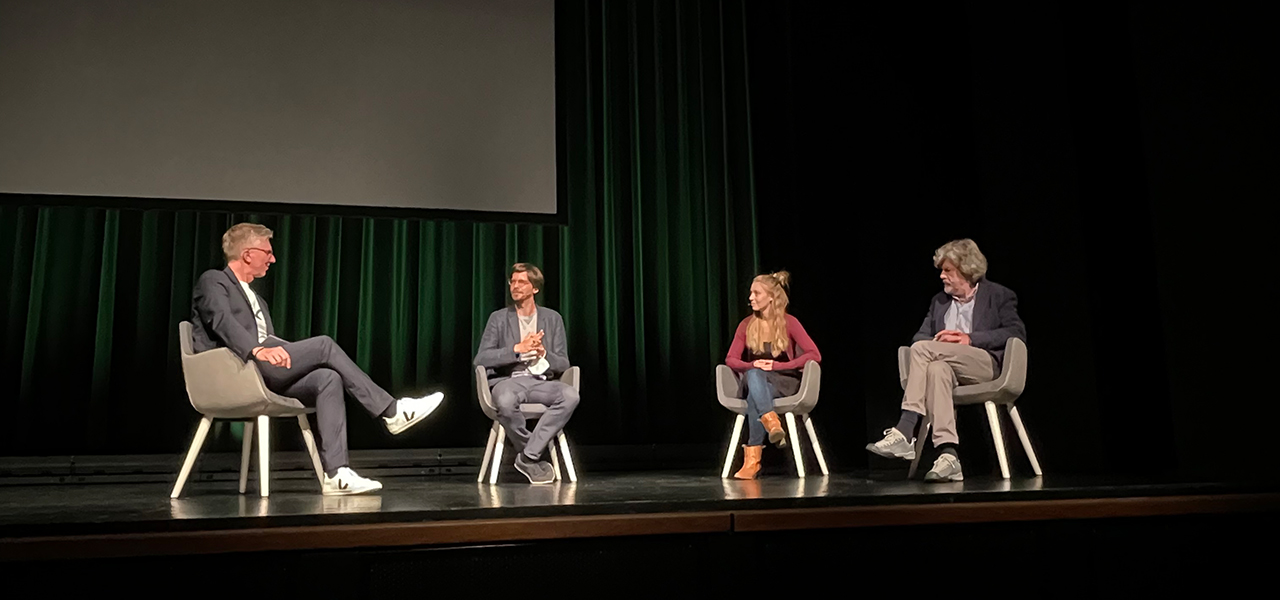 Günter Keil mit Stephan Orth, Lotta Lubkoll und Reinhold Messner (v.l.n.r) 25 Jahre Malik