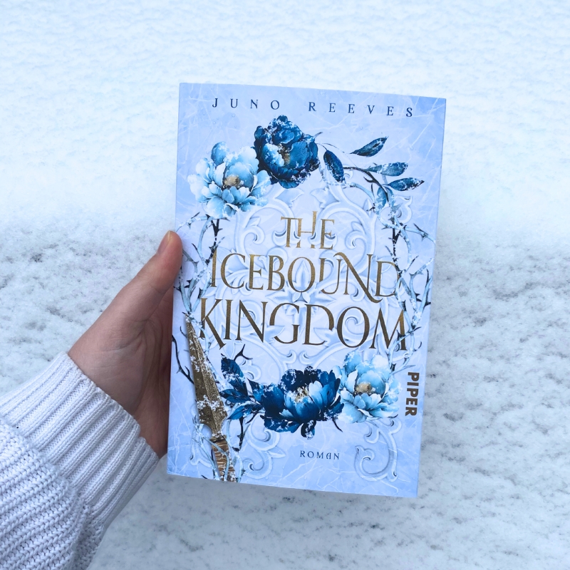 „Icebound Kingdom“ wird von einer Hand vor verschneitem Untergrund gehalten